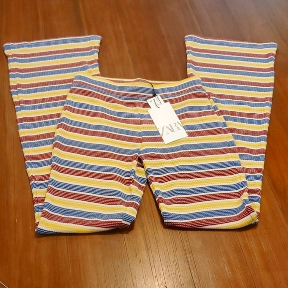 Zara Striped textured ribbed pants size Small - Picture 2 of 6